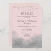 Pink Silver Confetti Anniversary Invitation (Front/Back)