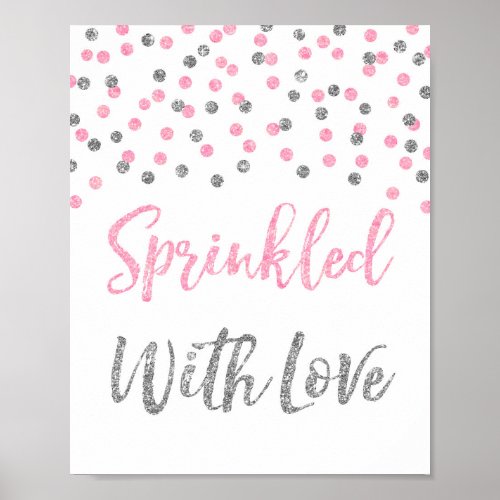 Pink Silver Confetti Sprinkled with Love Sign
