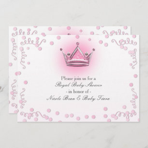 Pink & Silver Crown Party Confetti Invitation