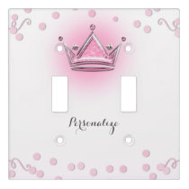 Pink & Silver Crown Princess Bedroom Light Switch Cover