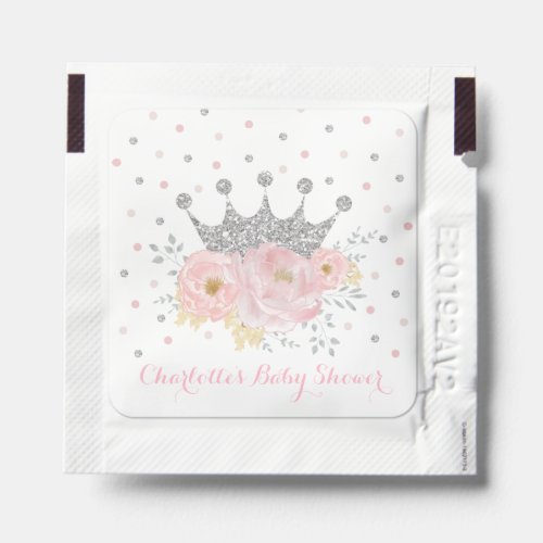 Pink Silver Crown Princess Birthday Baby Girl Hand Sanitizer Packet
