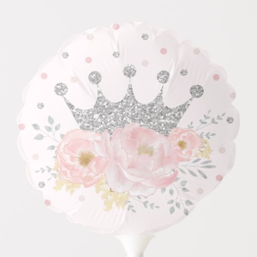 Pink Silver Crown Princess Birthday Party Balloon