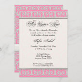 Pink & Silver, Diamonds & Lace, Mis Quince Anos Invitation (Front/Back)