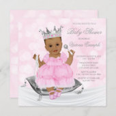 Pink Silver Ethnic Princess Baby Shower Invitation (Front/Back)