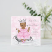 Pink Silver Ethnic Princess Baby Shower Invitation (Standing Front)