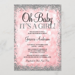 Pink And Silver Baby Shower Invitations Zazzle