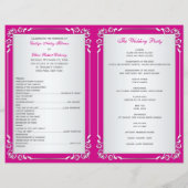 Pink, Silver Floral Hearts Wedding Program (Back)