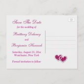 Pink, Silver Floral Save The Date Post Card (Back)