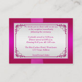 Pink, Silver Floral Wedding Reception Card (Back)