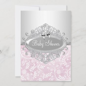 Pink & Silver Flower Baby Shower Invitation by ExclusiveZazzle at Zazzle
