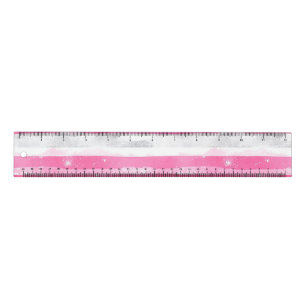 Pink Silver Glam Abstract Stripes Ruler