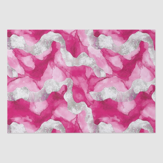 Pink Silver Glam Birthday Tissue Paper (Front)