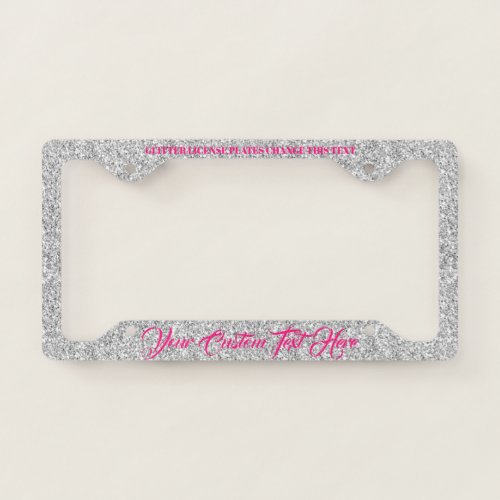 Pink Silver Glam Sparkle Bling Glitz License Plate Frame