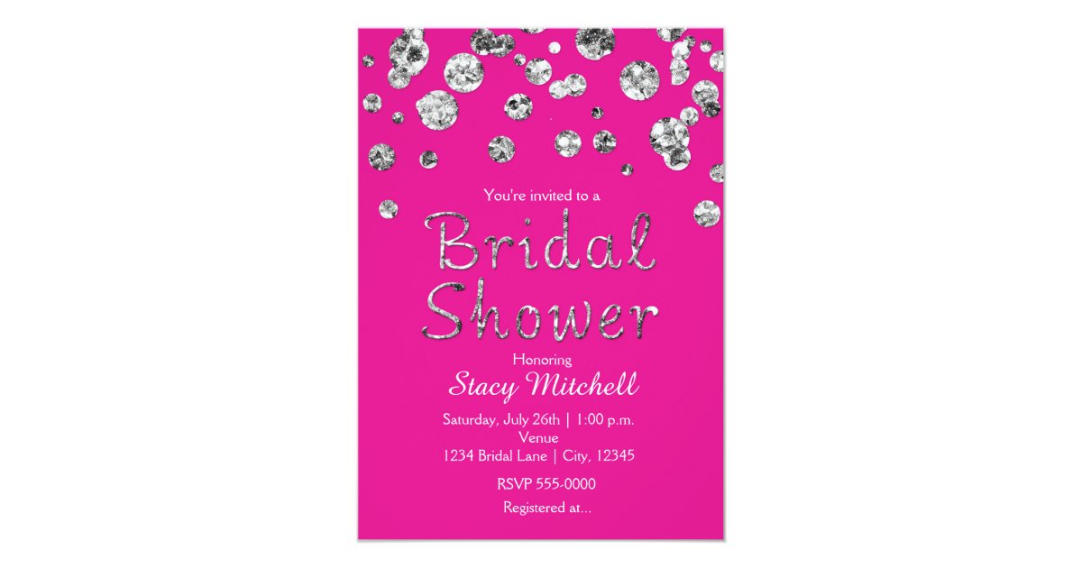 Pink Silver Glitter Bridal Shower Invitation