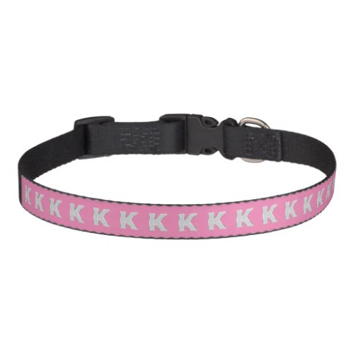 Pink Silver Glitter letter K Pet Collar