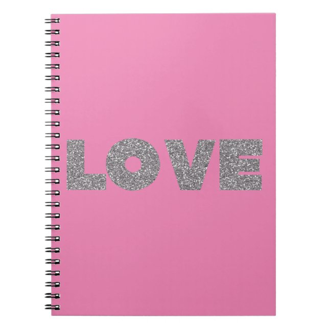 Pink Silver Glitter Love Notebook (Front)
