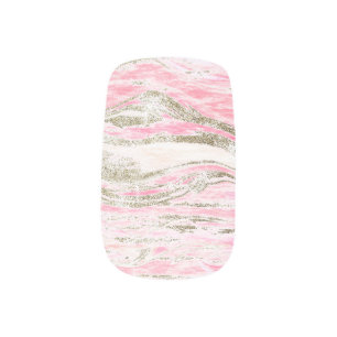 Pink SIlver Glitter Marble Pattern Glam Sparkle Minx Nail Art