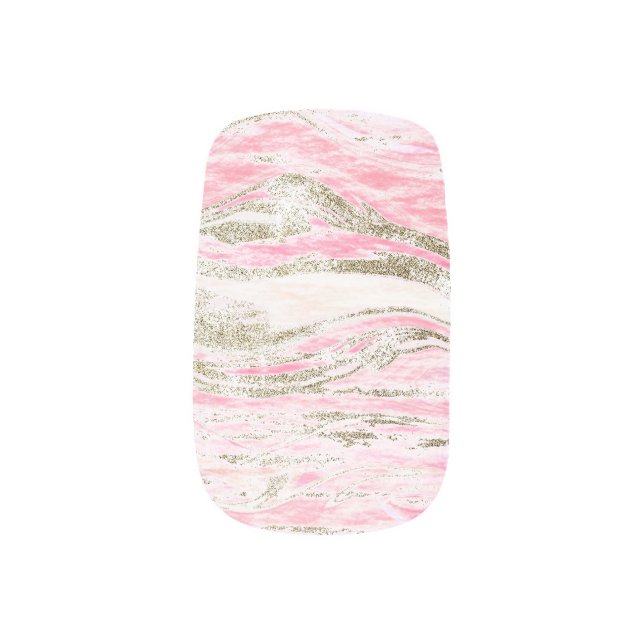 Pink SIlver Glitter Marble Pattern Glam Sparkle Minx Nail Art (Right Thumb)