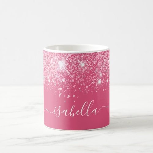 Pink Silver glitter name script Coffee Mug