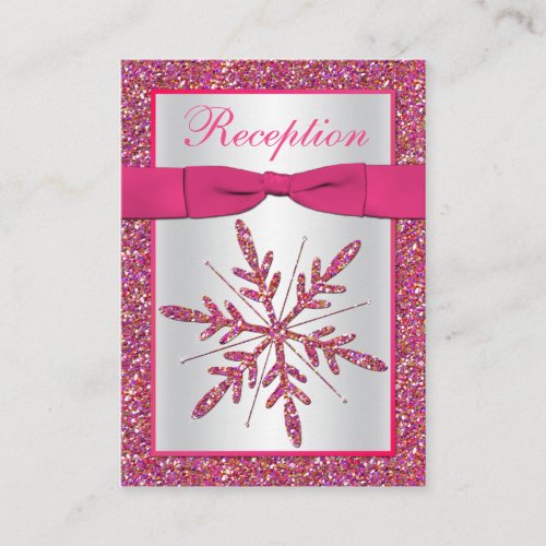 Pink Silver Glitter Snowflake Enclosure Card