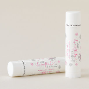 Pink Silver Glitter Snowflake Winter Baby Shower  Lip Balm
