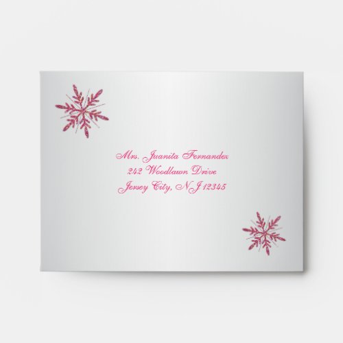 Pink Silver Glitter Snowflakes A2 for RSVP Card Envelope