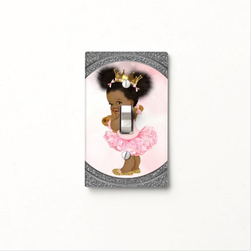 Pink Silver  Gold Glitter Princess Vintage Baby Light Switch Cover