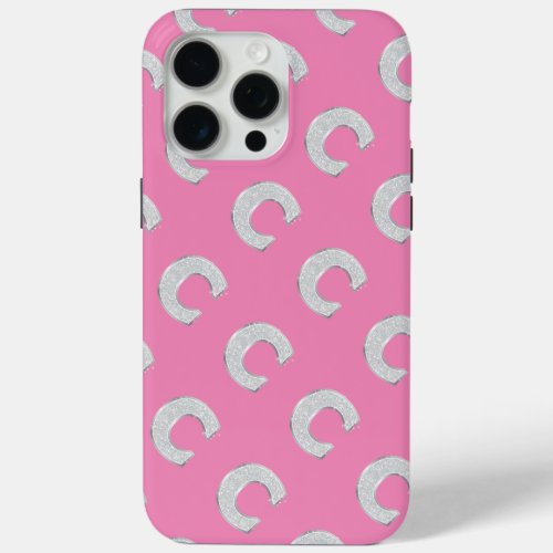 Pink Silver Letter C iPhone 15 Pro Max Case