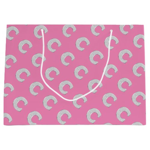 Pink Silver Letter C Large Gift Bag