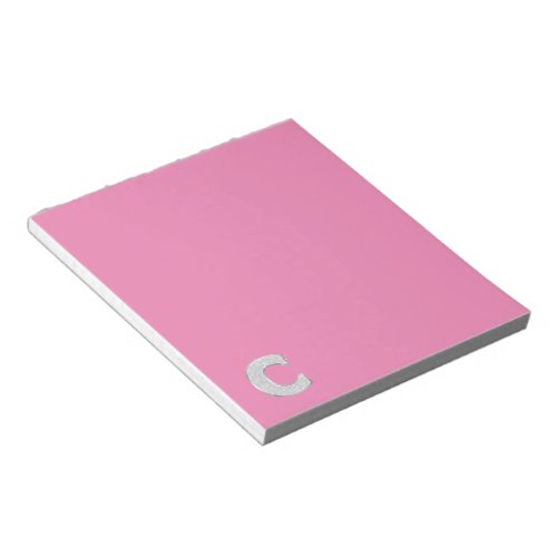 Pink Silver Letter C Notepad