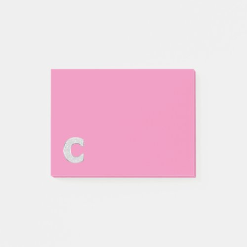 Pink Silver Letter C Post_it Notes