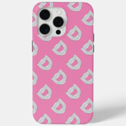 Pink Silver Letter D iPhone 15 Pro Max Case