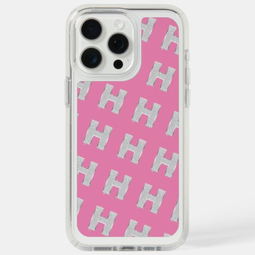 Pink Silver Letter H iPhone 15 Pro Max Case