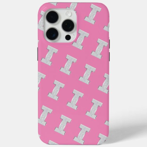 Pink Silver Letter I iPhone 15 Pro Max Case