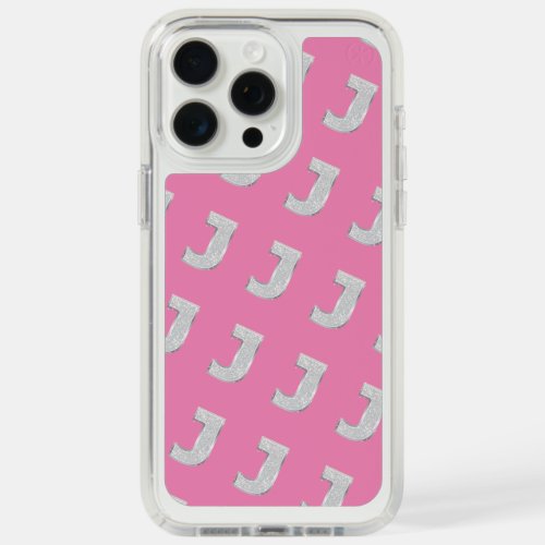 Pink Silver Letter J iPhone 15 Pro Max Case