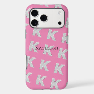 Pink Silver Letter K iPhone 17 Pro Max Case
