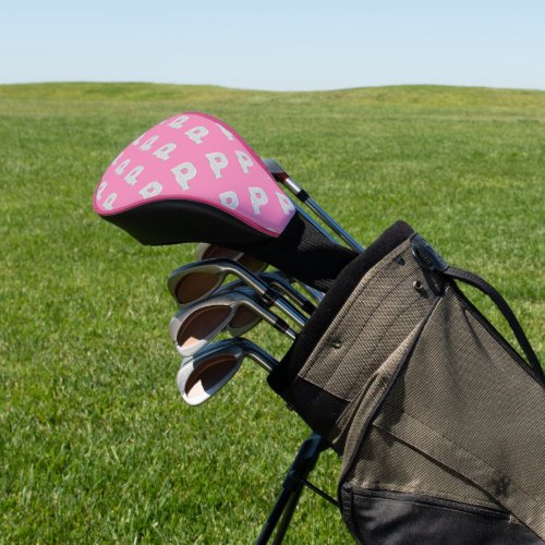 Pink Silver Letter P Golf Head Cover