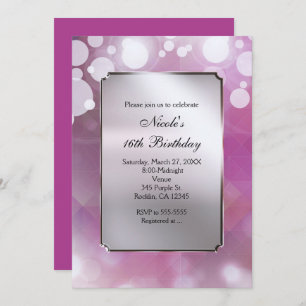 Pink Silver Lights Glam Birthday Party Invitations