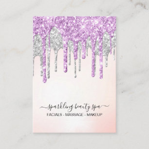 *~* Pink SILVER MAGENTA Drip Dripping GLITTER AP7 Business Card