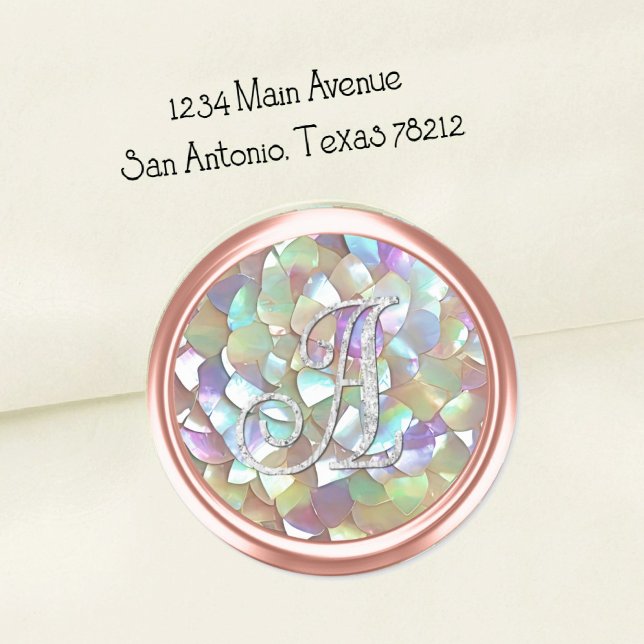 Pink Silver Monogram Mother o Pearl Envelope Seal  (Creator Uploaded)