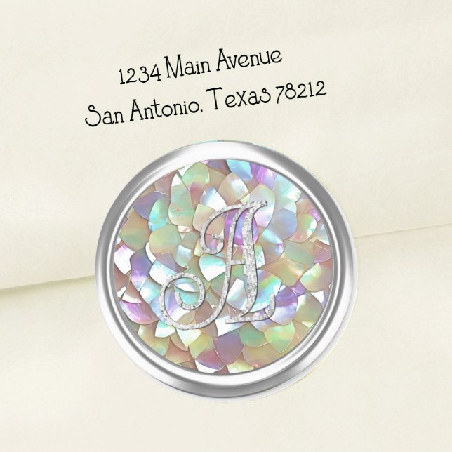Pink Silver Monogram Mother o Pearl Envelope Seal  (Creator Uploaded)
