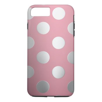 Pink  Silver Polka Dots Iphone 8 Plus/7 Plus Case by CoolestPhoneCases at Zazzle