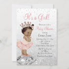 Pink Silver Princess African American Baby Shower