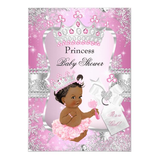 pink silver princess baby shower ethnic card | zazzle pink silver princess baby shower ethnic card | zazzle, Baby shower invitations