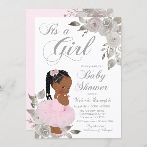 Pink Silver Princess Baby Shower Invitation