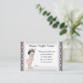 Pink Silver Princess Diaper Raffle Ticket Enclosure Card (Standing Front)