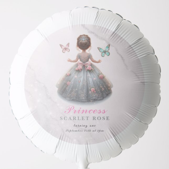 Pink silver princess gown Fairytale birthday party Balloon (Front)