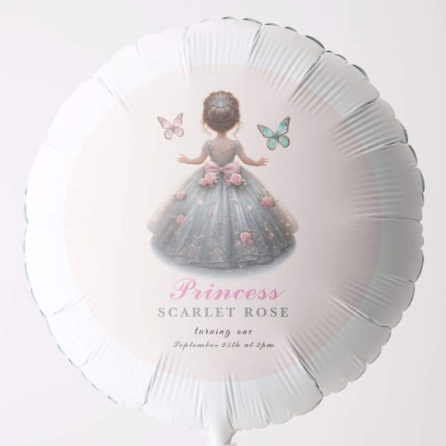 Pink silver princess gown Fairytale birthday party Balloon (Front)