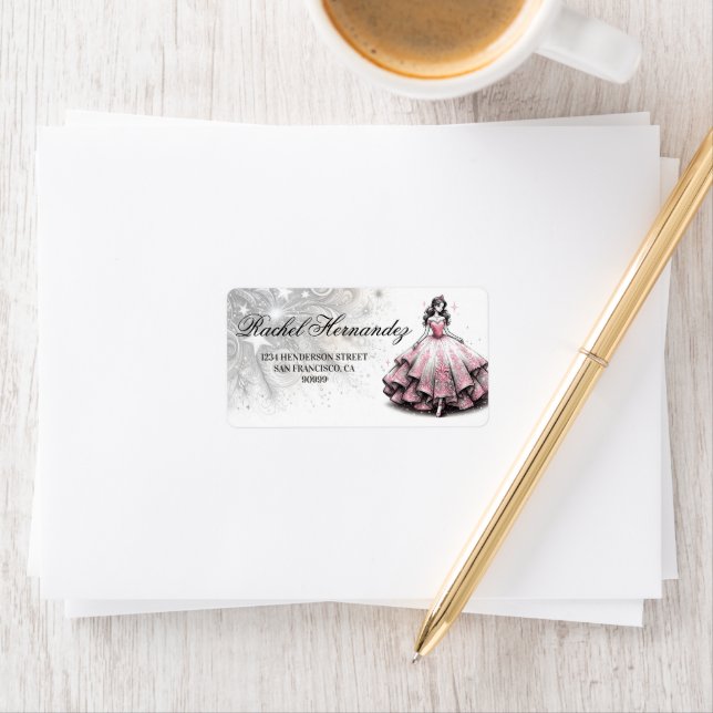 Pink & Silver Quinceañera Girl Label (Insitu)