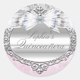 Pink & Silver Rose Quinceanera Sticker